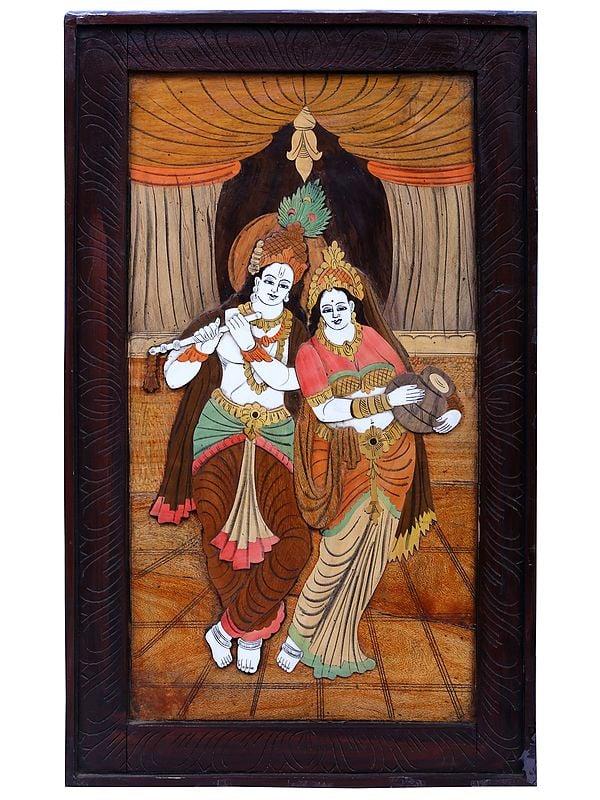 exotic india Standing Radha Krishna | Mysore Painting 