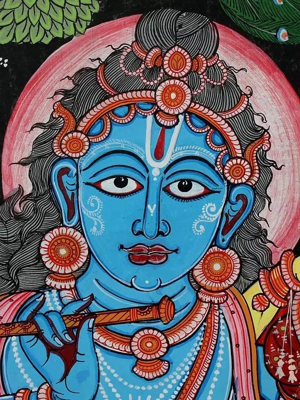 Exotic India Standing Radha Krishna Together | Pattachitra Painting 