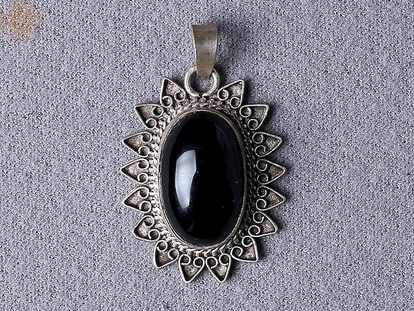 exotic india Star Black Onyx Silver Pendant from Nepal
