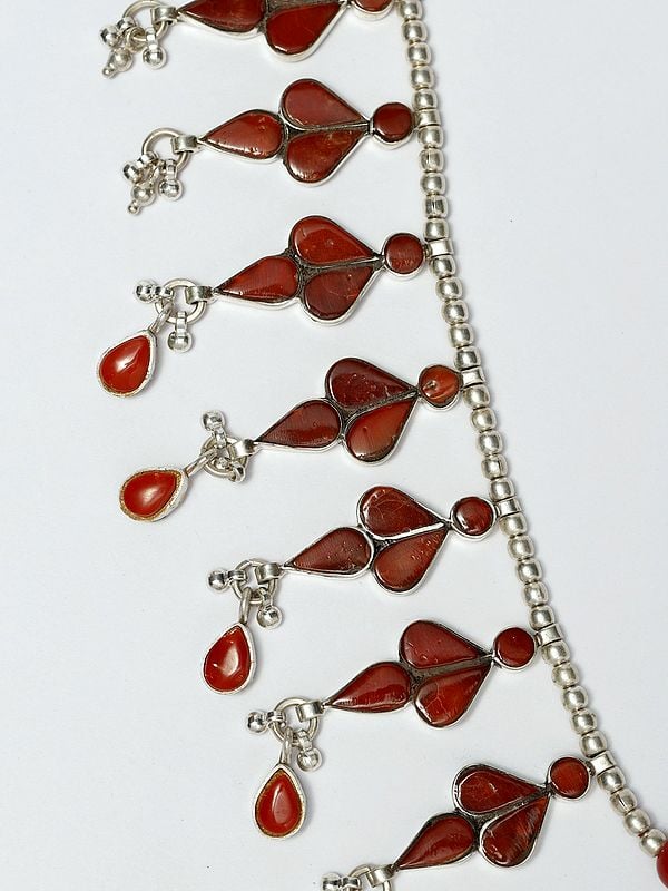 Exotic India Star Shape Sterling Silver Necklace With Coral And Lapis Lazuli 