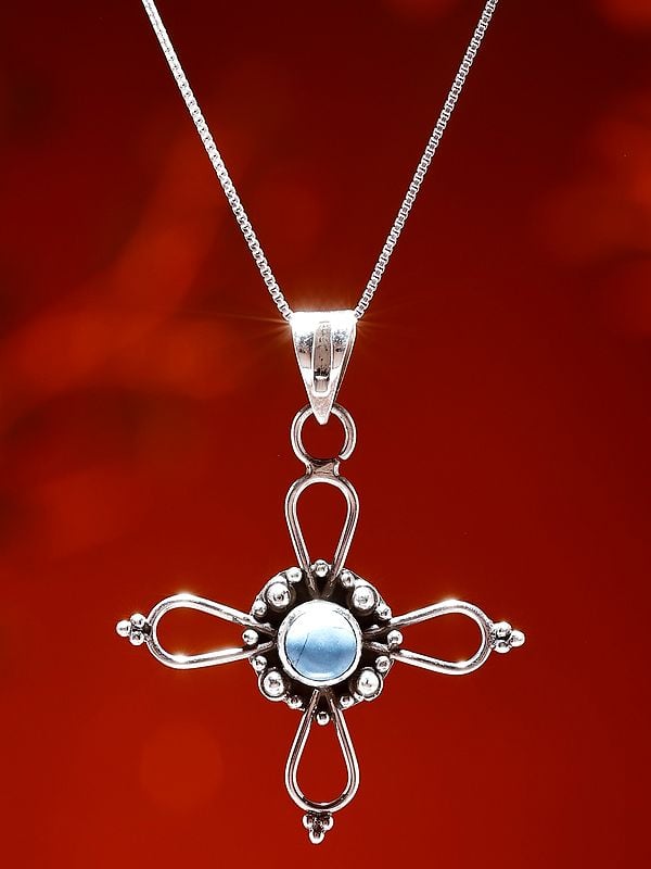 Exotic India Stelring Silver Pendant With Persian Turquoise 