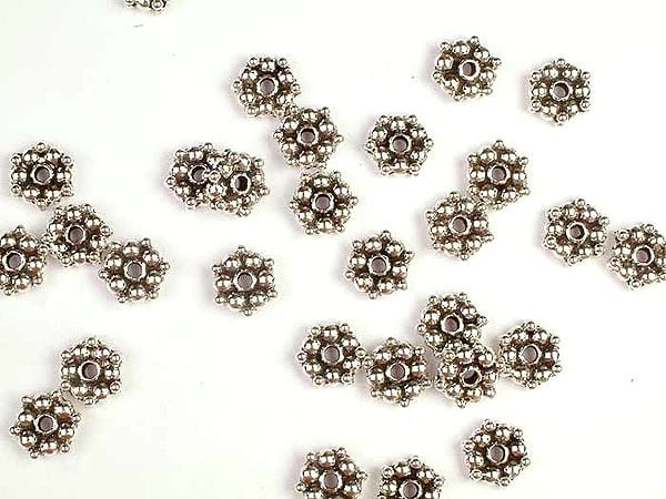 exotic india Sterling 9 mm Spacer (Price Per 4 Pieces) 