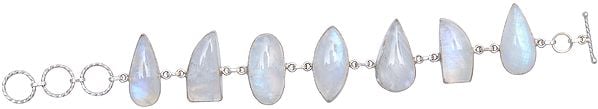 exotic india Sterling Bracelet Studded with Rainbow Moonstone
