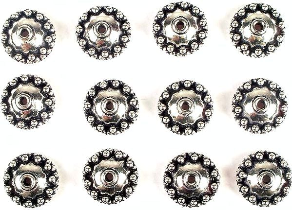 exotic india Sterling Caps with Granulation(Price Per Four Pieces)