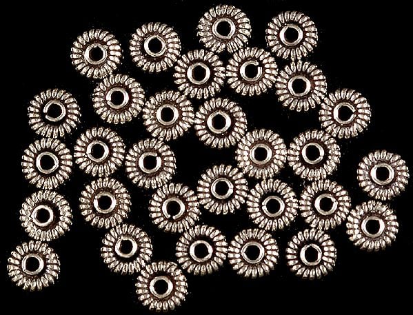 exotic india Sterling Circular Beads (Price Per Dozen) 