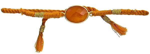 exotic india Sterling Cord Bracelet with Faceted Gems 