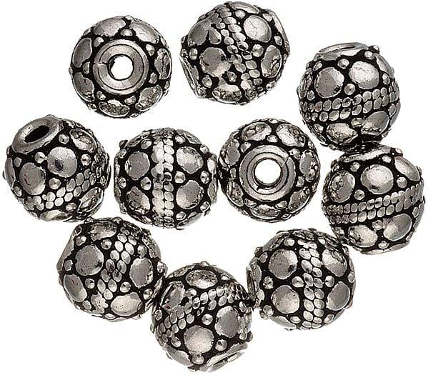 exotic india Sterling Granulated Beads (Price Per Pair) 