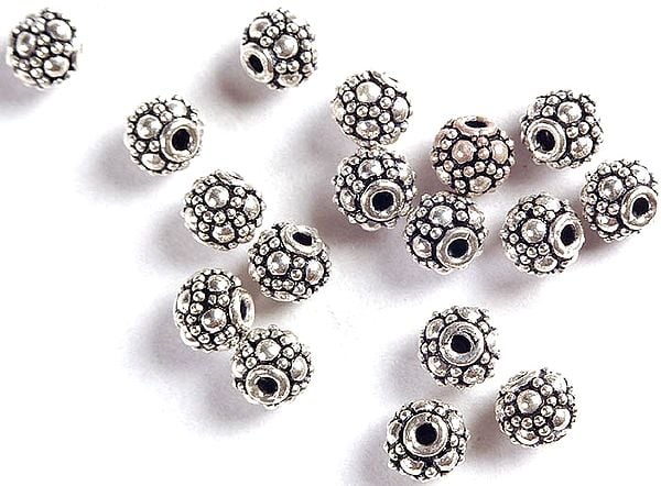 exotic india Sterling Granulated Fine Beads (Price Per Four Pieces) 