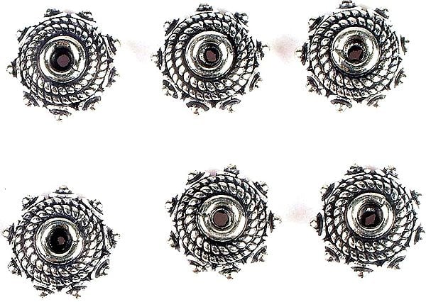 exotic india Sterling Knotted Rope Caps(Price Per Six Pieces)