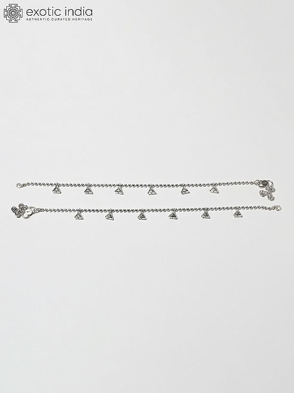 exotic india Sterling Silver Anklet with Triangle Drops 