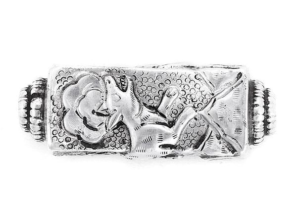 Exotic India Sterling Silver Bead With Flower Design