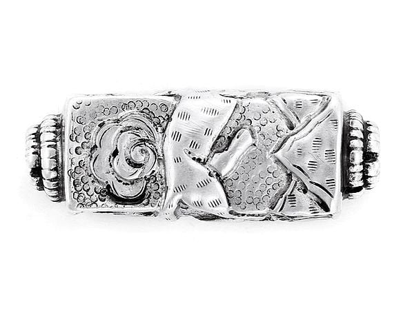 Exotic India Sterling Silver Bead With Flower Design