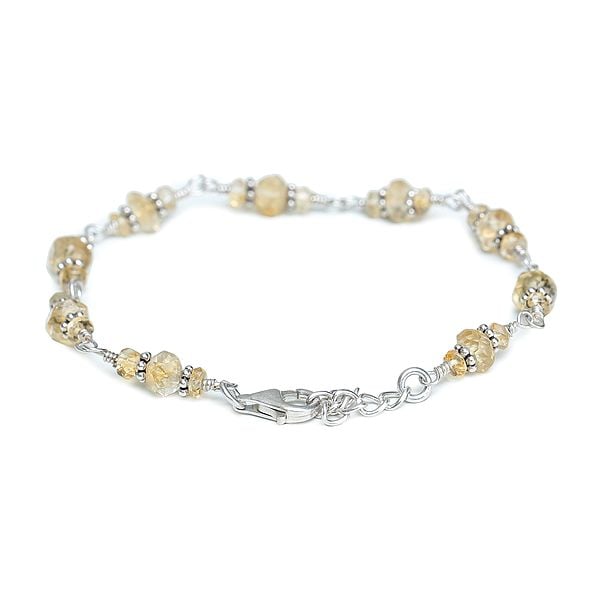 Exotic India Sterling Silver Bracelet Accented With Citrine Stones