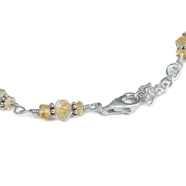 Exotic India Sterling Silver Bracelet Accented With Citrine Stones