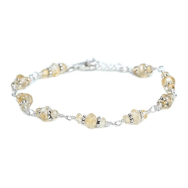 exotic india Sterling Silver Bracelet Accented with Citrine Stones 