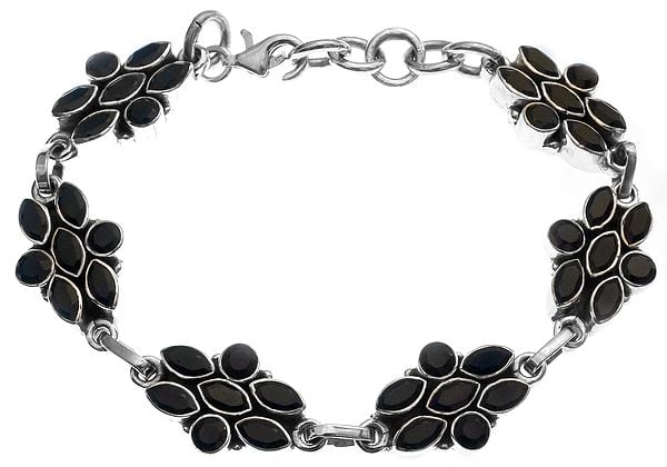 exotic india Sterling Silver Bracelet with Faceted Gems