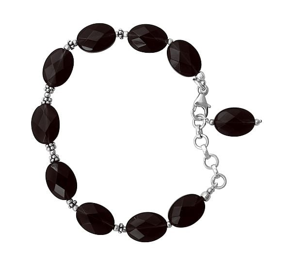 exotic india Sterling Silver Bracelet with Faceted Smoky Quartz Stone 