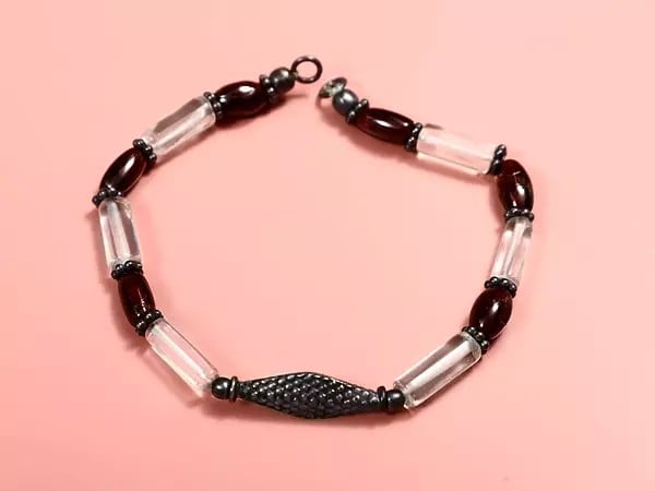 exotic india Sterling Silver Bracelet with Garnet Gemstone