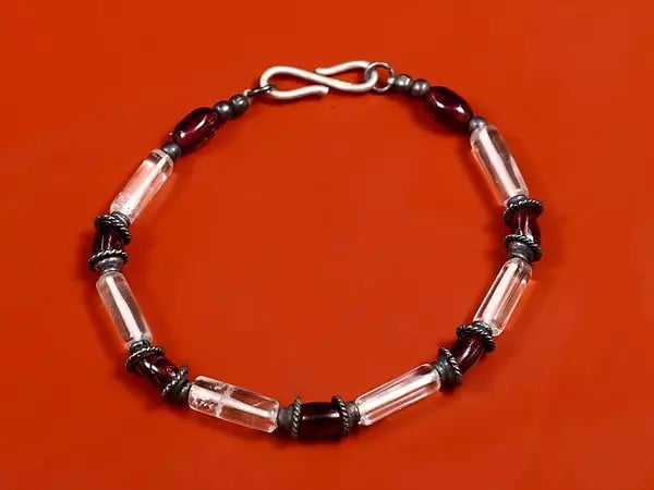 exotic india Sterling Silver Bracelet with Garnet Multi-Gemstone