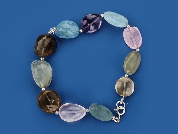 exotic india Sterling Silver Bracelet with Multiple Gemstones 