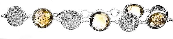 exotic india Sterling Silver Bracelet with Rutilated Quartz Detailing 