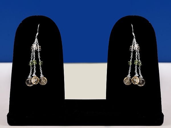 exotic india Sterling Silver Chandelier Earrings with Gemstone