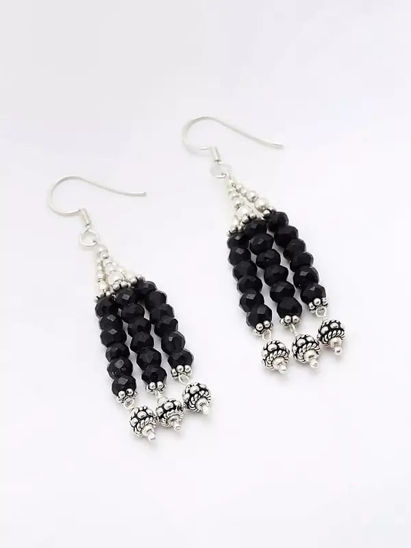 Exotic India Sterling Silver Dangle Earring With Black Onyx