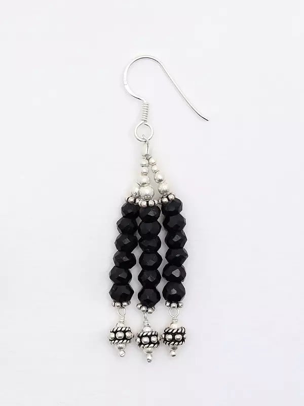 Exotic India Sterling Silver Dangle Earring With Black Onyx