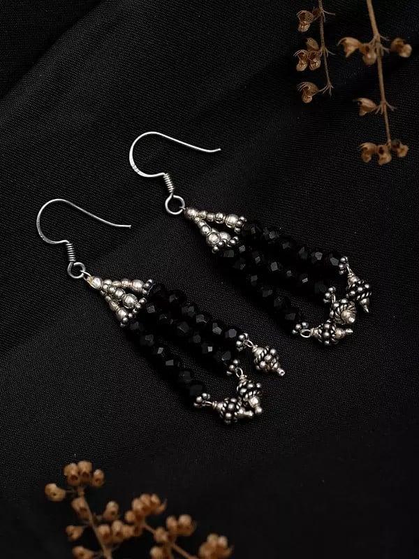 Exotic India Sterling Silver Dangle Earring With Black Onyx