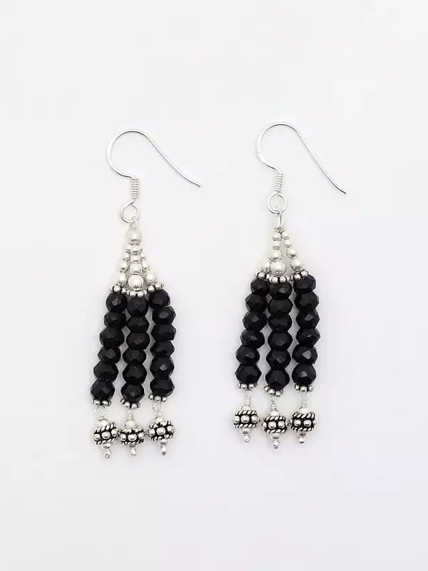 exotic india Sterling Silver Dangle Earring with Black Onyx