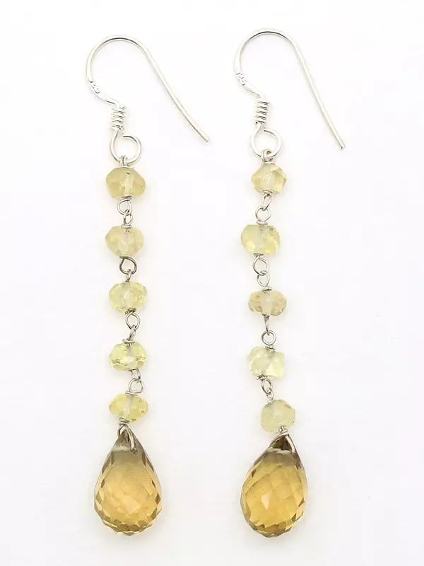 exotic india Sterling Silver Dangle Earrings with Citrine