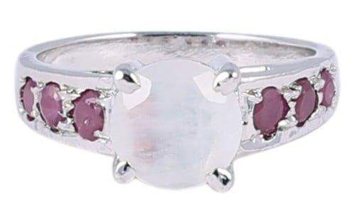 Exotic India Sterling Silver Designer Ring With Gemstones 