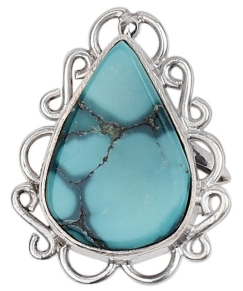 Exotic India Sterling Silver Designer Turquoise Ring 
