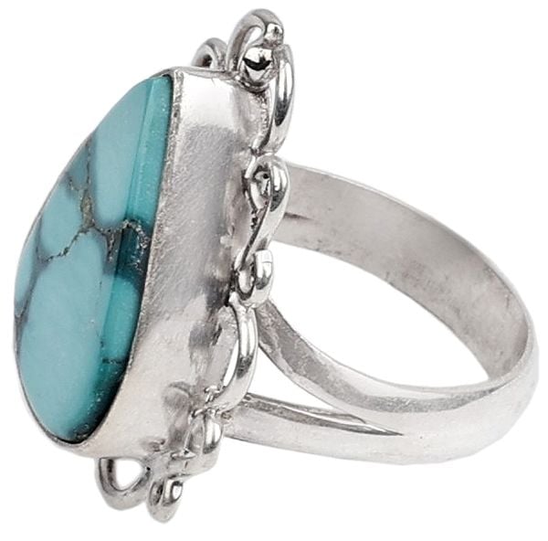exotic india Sterling Silver Designer Turquoise Ring 