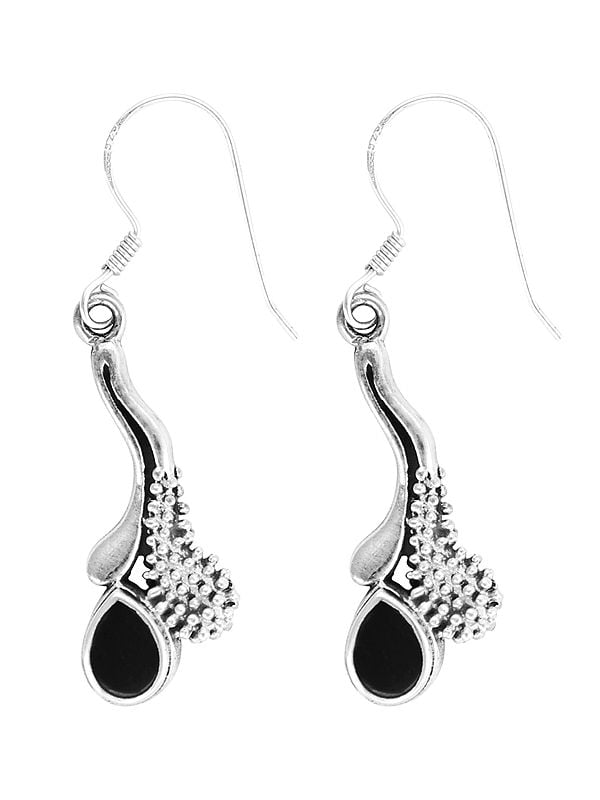 exotic india Sterling Silver Earring with Black Onyx Gemstone