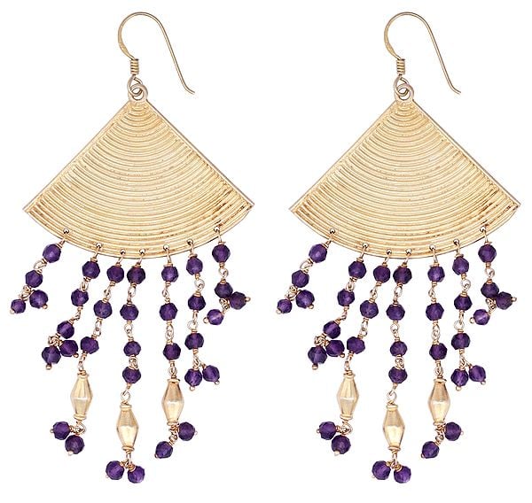 exotic india Sterling Silver Earrings with Amethyst Dangles 