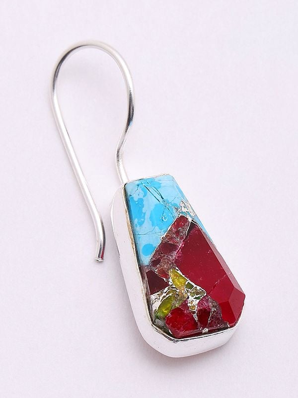 Exotic India Sterling Silver Earrings With Copper Turquoise