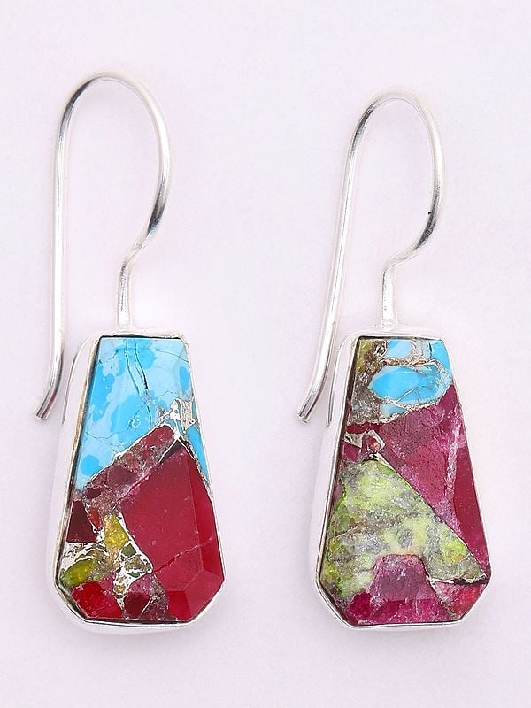 exotic india Sterling Silver Earrings with Copper Turquoise 