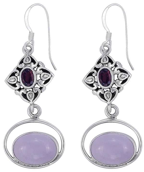 exotic india Sterling Silver Earrings with Gemstone Dangle