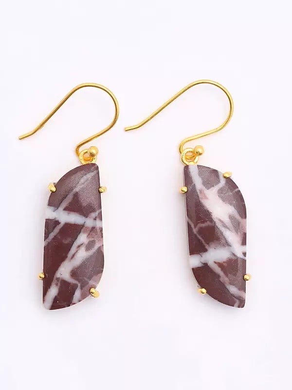 Exotic India Sterling Silver Earrings With Kona Jasper Gemstone 