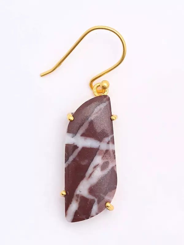 Exotic India Sterling Silver Earrings With Kona Jasper Gemstone 