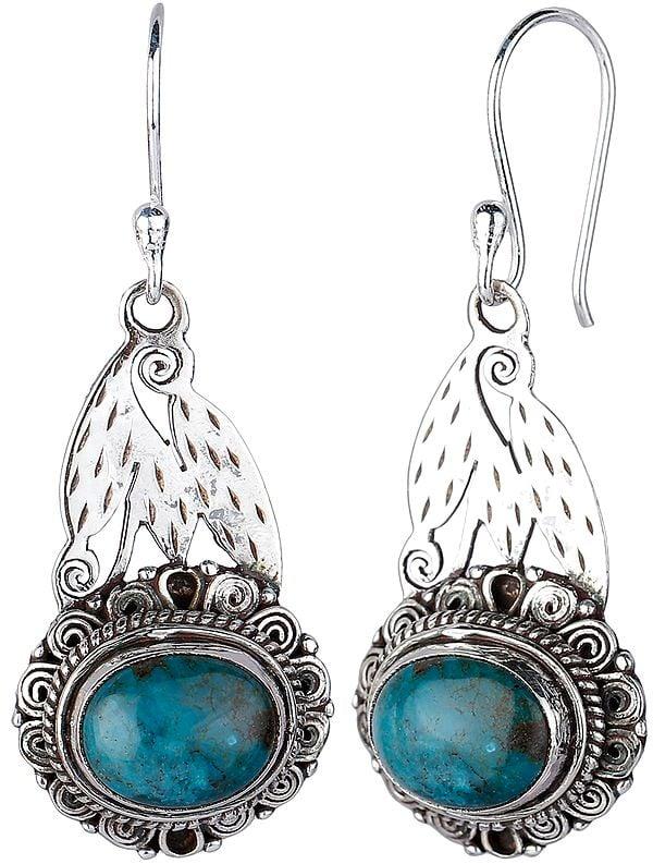 exotic india Sterling Silver Earrings with Turquoise 