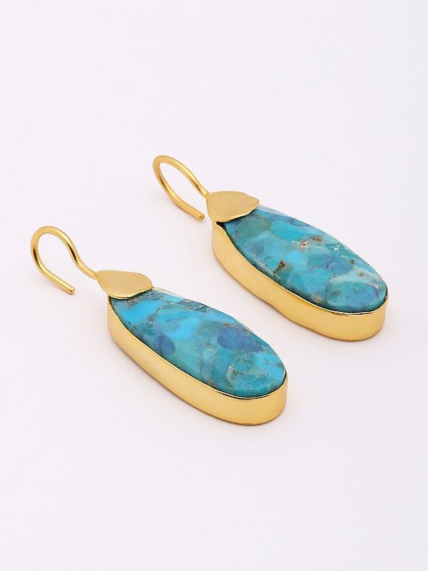 exotic india Sterling Silver Faceted Turquoise Hook Earrings