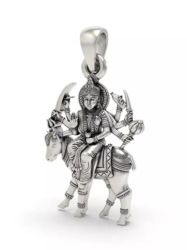 Exotic India Sterling Silver Folk Goddess Meldi Pendant (Rare Goddess Of India)
