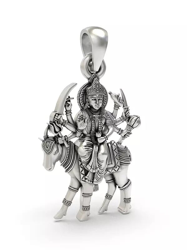 Exotic India Sterling Silver Folk Goddess Meldi Pendant (Rare Goddess Of India)