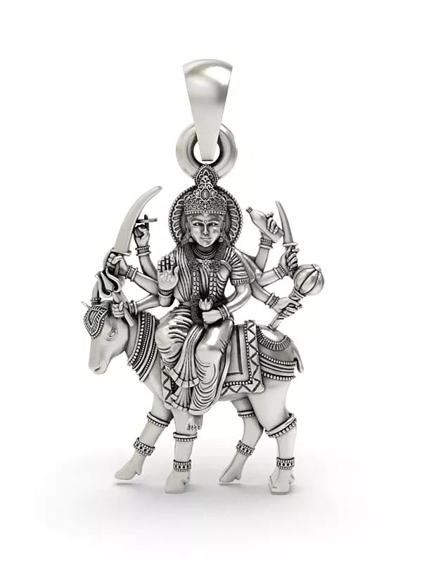 exotic india Sterling Silver Folk Goddess Meldi Pendant (Rare Goddess of India) 