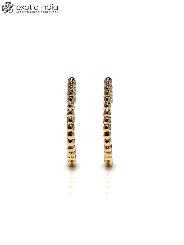 Exotic India Sterling Silver Gold-Plated Dot Hoop Earrings 