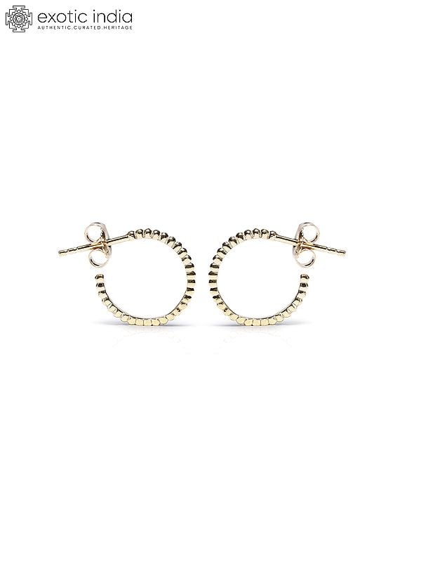 Exotic India Sterling Silver Gold-Plated Dot Hoop Earrings 