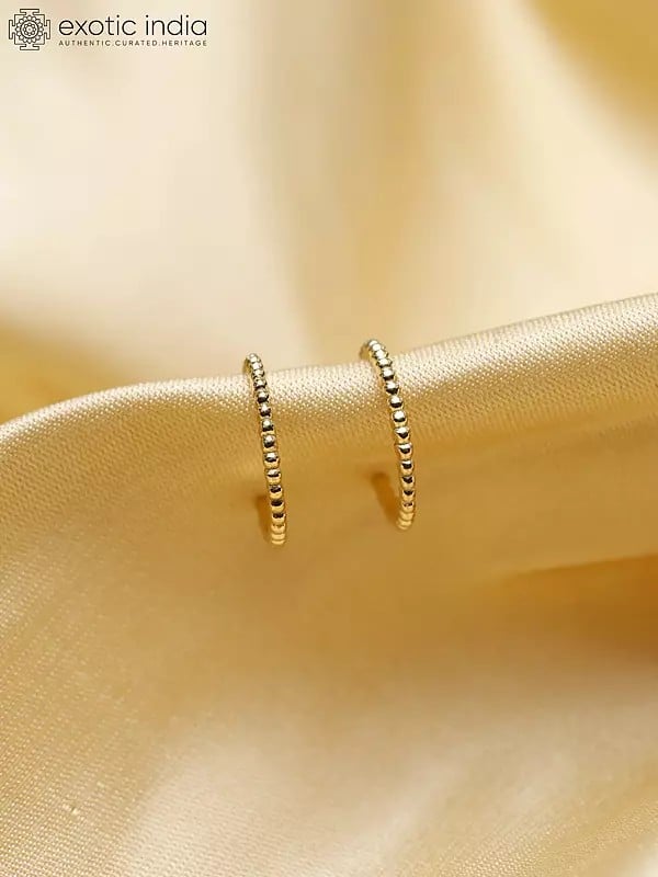 Exotic India Sterling Silver Gold-Plated Dot Hoop Earrings 