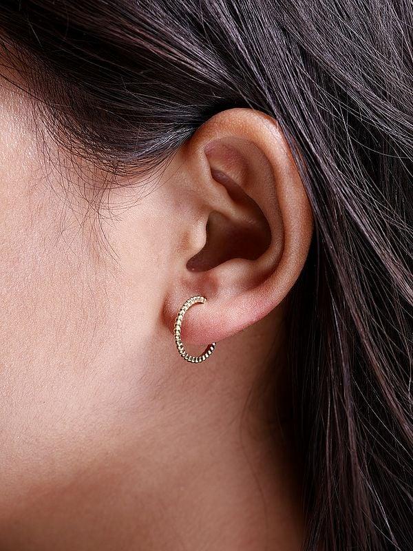 exotic india Sterling Silver Gold-Plated Dot Hoop Earrings 